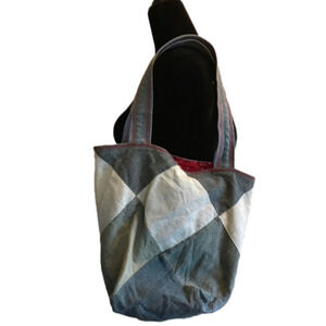 𝅺HOMEMADE/ handmade denim purse/ tote/ bucket bag.